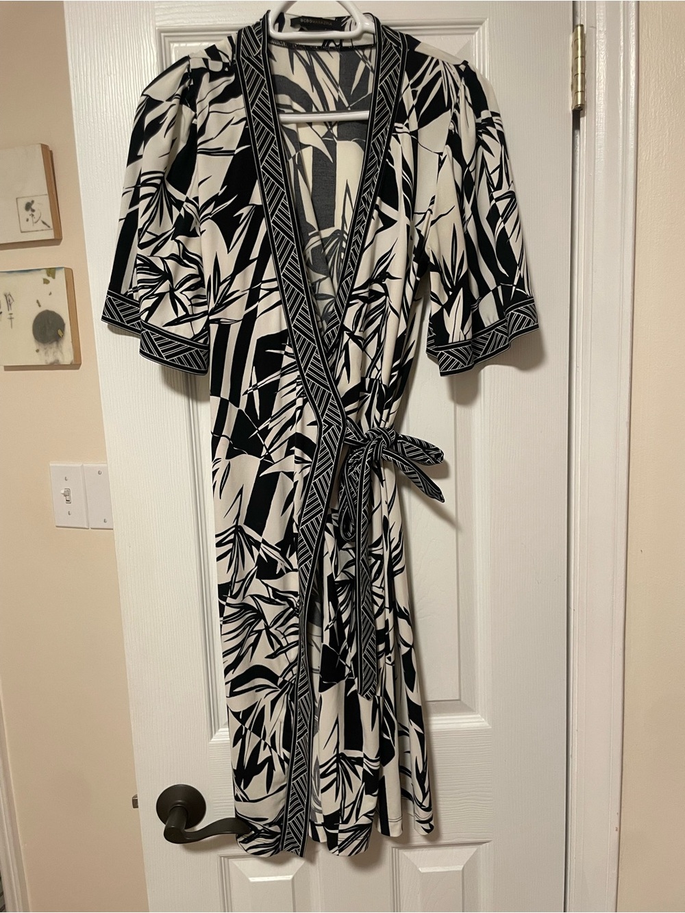 BCBGMaxAzria Black and White Floral-Graphic Dress